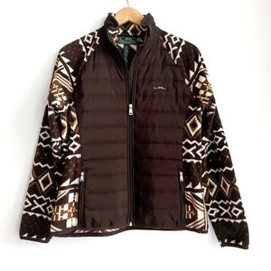 NWOT Ralph LAuren Sport Printed FLeece Nylon Zip  up JAcket L